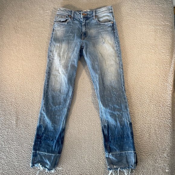 Vice Deconstructed Jeans Womens 28 Raw‎ Hem Blue Denim Distressed - Picture 1 of 11